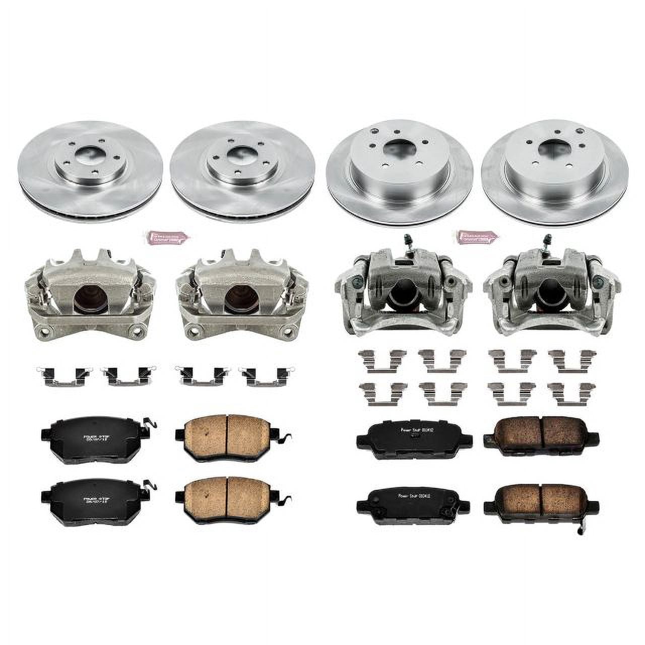 PowerStop Front and Rear Stock Replacement Brake Pad and Rotor Kit with Calipers Fits: NISSAN Select Models KCOE2767