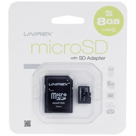 Unirex MicroSD High Capacity Card 8GB Class 4 with SD