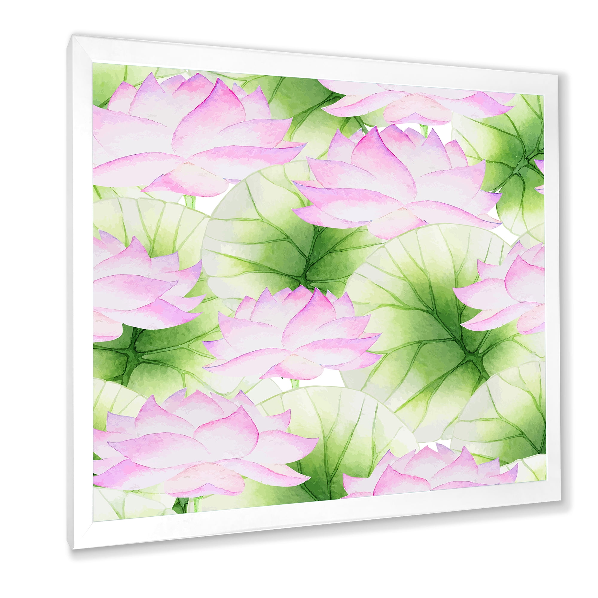 Designart 'Ancient Pink Lotuses In The Pond IX' Traditional Framed Art Print
