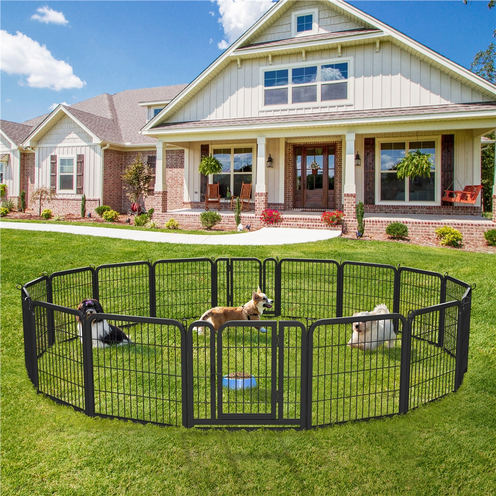 Alden Design 25″ Tall 6 Panels Metal Dog Playpen Fence for Outdoor Indoor, Black