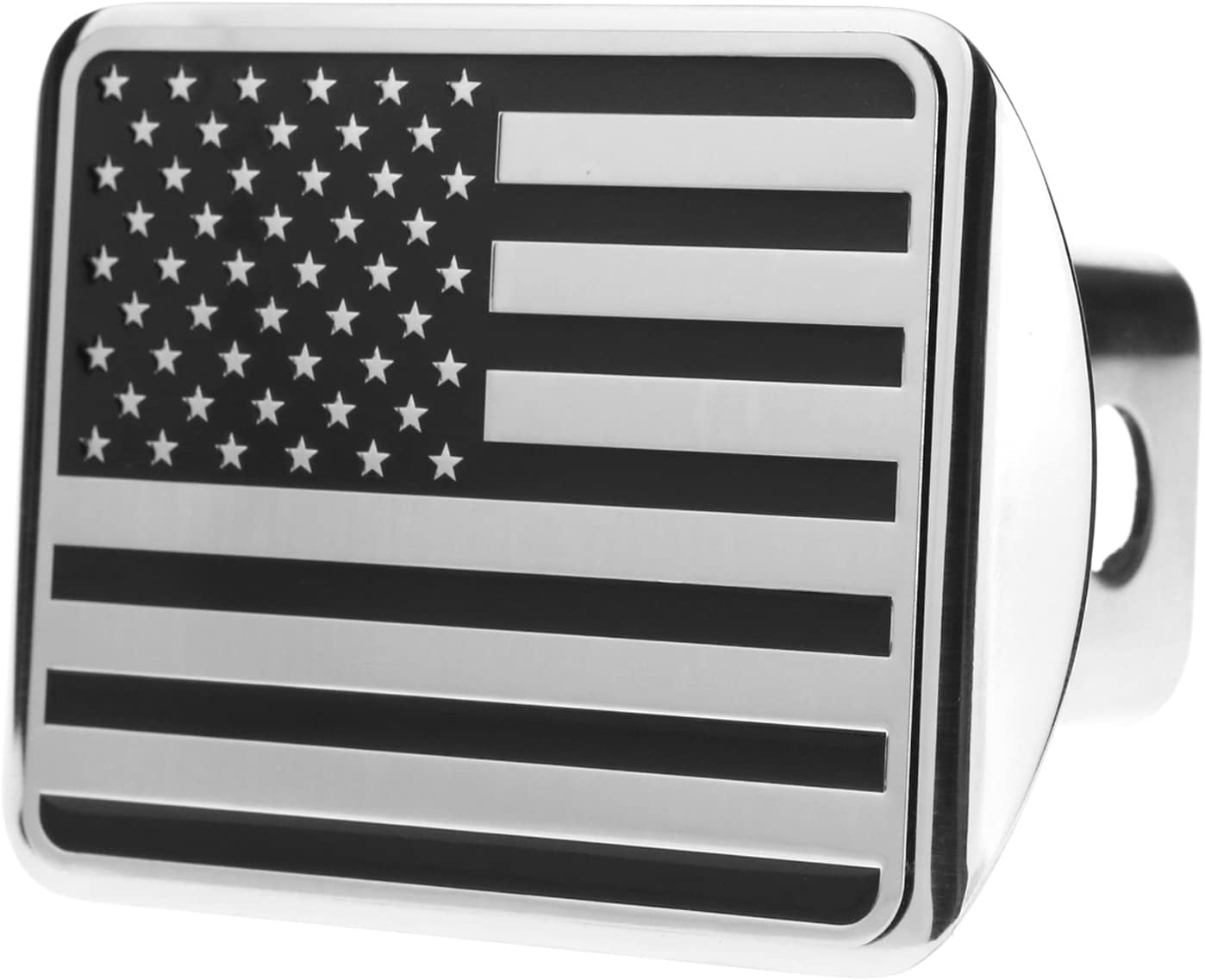 EVerHITCH USA Stainless Steel American Flag Trailer Hitch Cover (Fits 2" Receivers, Chrome & Flag Color)