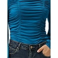 thumbnail image 4 of Gvmfive Women Tops Puff Long Sleeve High Neck Pleated Slim Fit Blouse, 4 of 4
