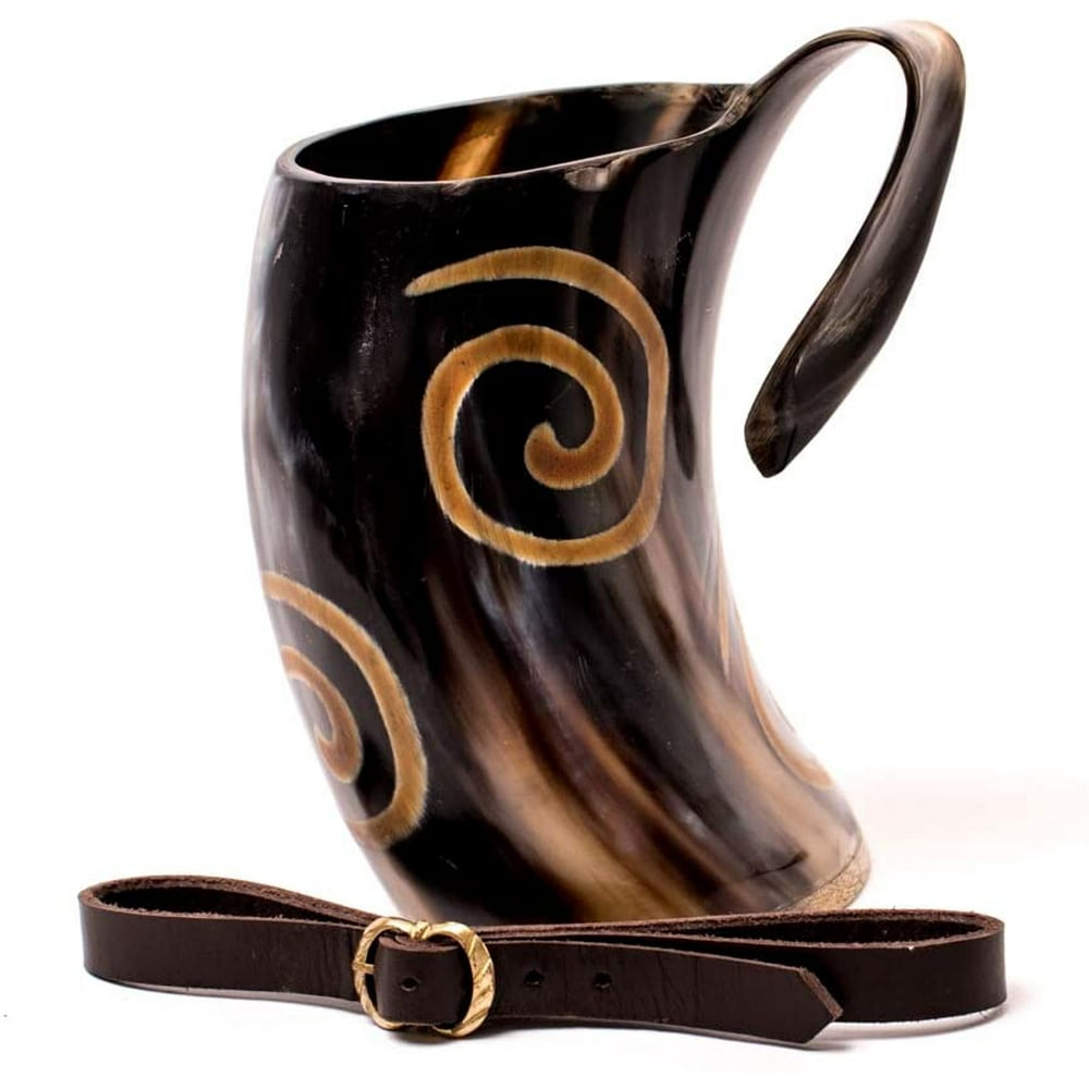 Mythrojan Tumbler Viking Drinking Cup with Handle & Medieval Buckle
