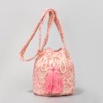 thumbnail image 2 of Bolso bohemio para mujer, bolso de lona con cordón y borla, bolso de playa de verano (rosa), 2 of 5