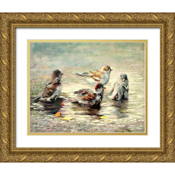 Pautov, Igor 14x12 Gold Ornate Wood Framed with Double Matting Museum Art Print Titled - In a Puddle