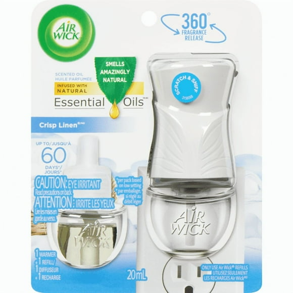 Plug-in Air Freshener, Scented Oil Kit, Crisp Linen, 1 Plug-in + 1 Refill