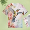 thumbnail image 4 of Flower Hummingbird Womens Tops Women's Fashion Casual Short Sleeve Flower Print Round Neck Pullover Top Blouse, 4 of 6