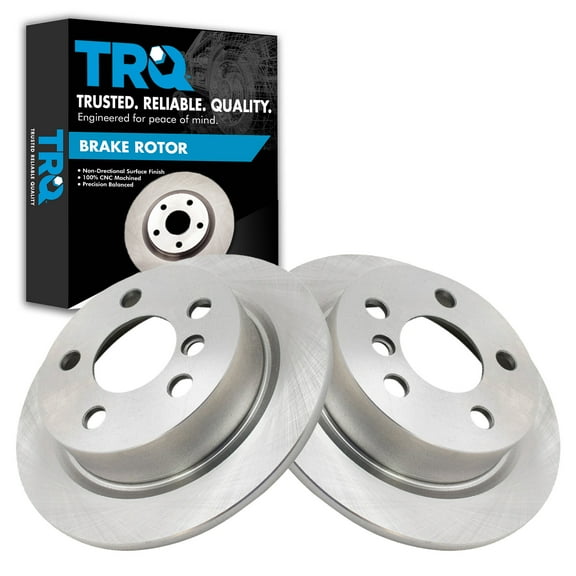 TRQ Rear Brake Rotors Set Solid Fits Select 2014-2019 Mini Cooper
