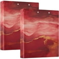 Red Marble Stone Gold 3 Ring Binders With 3 Interior Pvc Clear Pockets
