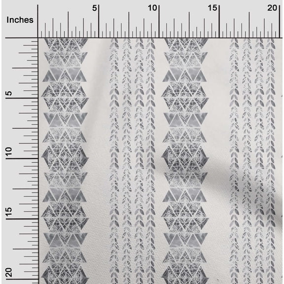 oneOone Cotton Jersey Gray Fabric Leaves|Geometric & Mandala Watercolor Craft Projects Decor Fabric Printed By The Yard 58 Inch Wide