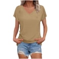 thumbnail image 3 of Horkkom T Shirts for Women V Neck Solid Color Short Sleeve Shirts Summer Loose Casual Tops S, 3 of 8