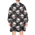 thumbnail image 2 of Wearable Oversized Blanket,Black Red Skull Burst Pattern Wearable Blanket Hoodie for Adults,Cozy Hooded Blankets with Super Pockets,Super Warm Fuzzy Pullover for Women & Men, 2 of 6