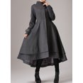 thumbnail image 2 of Abrigo largo Medieval Vintage para mujer, vestido largo de otoño con cintura delgada para invierno, gabardina con dobladillo en capas Retro del siglo XIX, prendas de vestir exteriores largas, 2 of 3