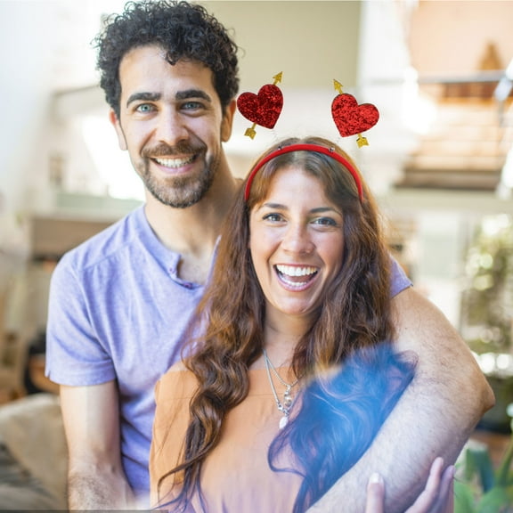 OATIPHO Red Heart Shaped Headband Cupid Arrow Hairband Romantic Valentine's Day Wedding Party Accessory