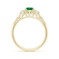 thumbnail image 2 of Angara Natural 0.45 Ct. Emerald with Diamond Vintage Inspired Ring in 14K Yellow Gold for Women (Ring Size: 3.5), 2 of 10