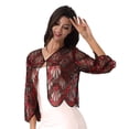 thumbnail image 2 of DPOIS Womens Long Sleeve Sequin Lace Shrug Scallop Hem Open Front Bolero Cardigan, 2 of 3