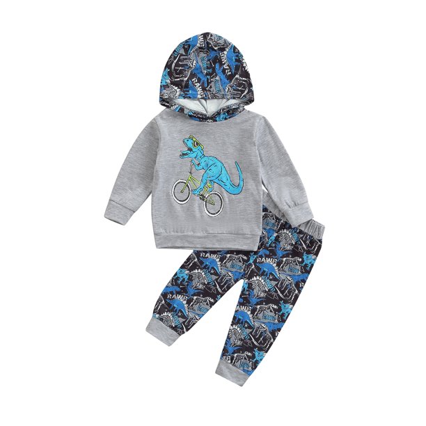 Bagilaanoe 2Pcs Toddler Baby Boy Long Pants Set Dinosaur Print Long