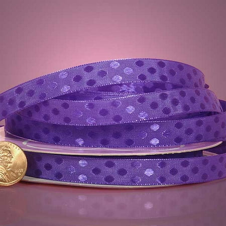 Satin Poka Dot - Purple Beautiful 3/8 inches x 25 yards Glossy Shiney Polka Dot Satin Decorative Ribbon