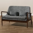 thumbnail image 4 of Baxton Studio Carter Mid-Century Modern Walnut Wood Grey Fabric Upholstered 2-seater Loveseat, 4 of 9