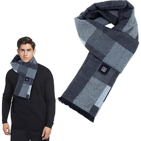 Heated Scarf for Women Men,3 Temperature Adjustable Electric Neck Warmer,Rechargeable Winter Scarf(Light Gray)