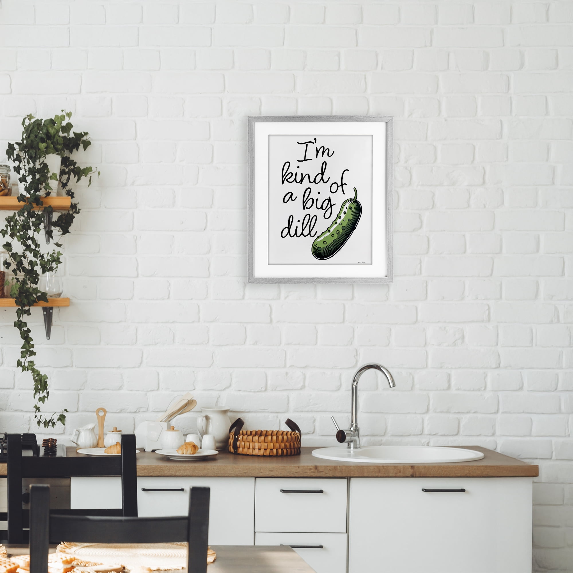 Stupell Industries Kind Of A Big Dill Pickle Gray Framed Print Under Glass, design by Susan Ball