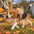 thumbnail image 4 of 2026 Halloween Pet Snail Costume, One-Piece Hooded Plush Snail Tentacles & Rolled Shell Harness Vest Apparel Outfit for Cats Small Medium Dogs Cosplay Party Brown L, 4 of 5