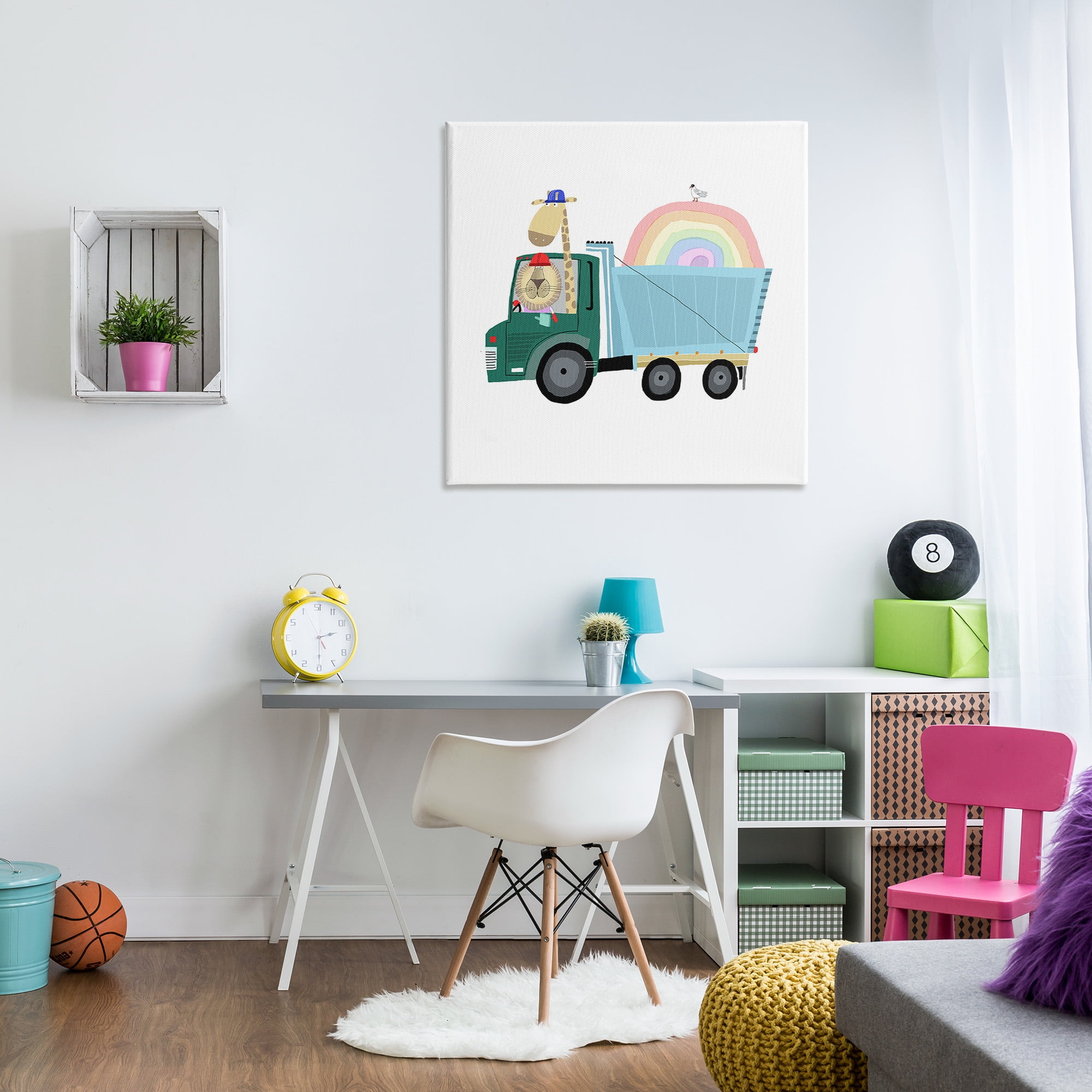 Stupell Industries Construction Animals with Rainbow Animals & Insects Painting Gallery Wrapped Canvas Art Print Wall Art, 36 x 36