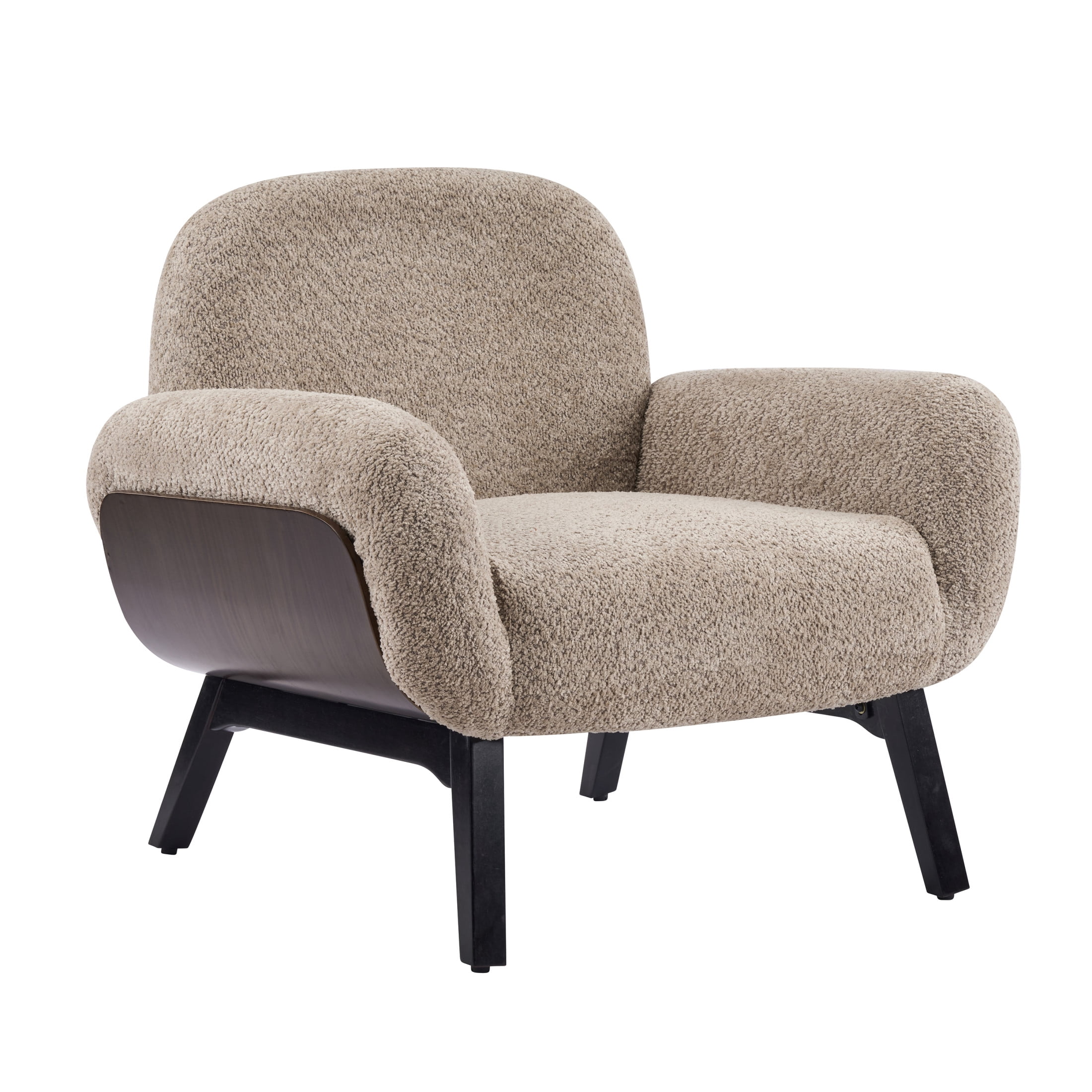 Christopher Knight Home Accent Armchair with Wrap-Around Backrest, Solid Wood Frame, Light Camel