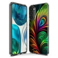 thumbnail image 3 of MUNDAZE Motorola Moto G Power Neon Rainbow Glow Peacock Feather Shockproof Clear Hybrid Protective Phone Case Cover, 3 of 5
