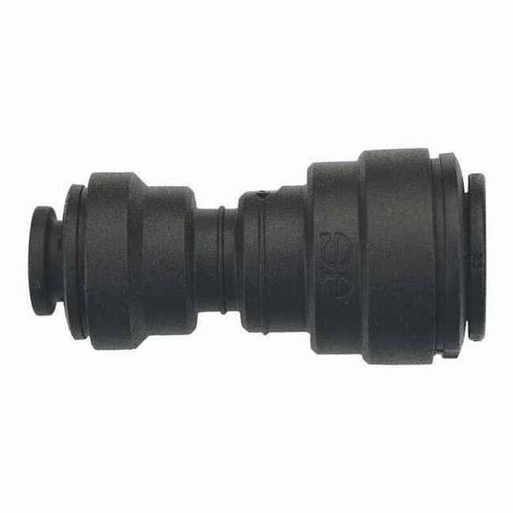 Push-Fit Union Fitting, 1/4 in, 3/8 in Tube Size, Polypropylene, Black, 10 PK