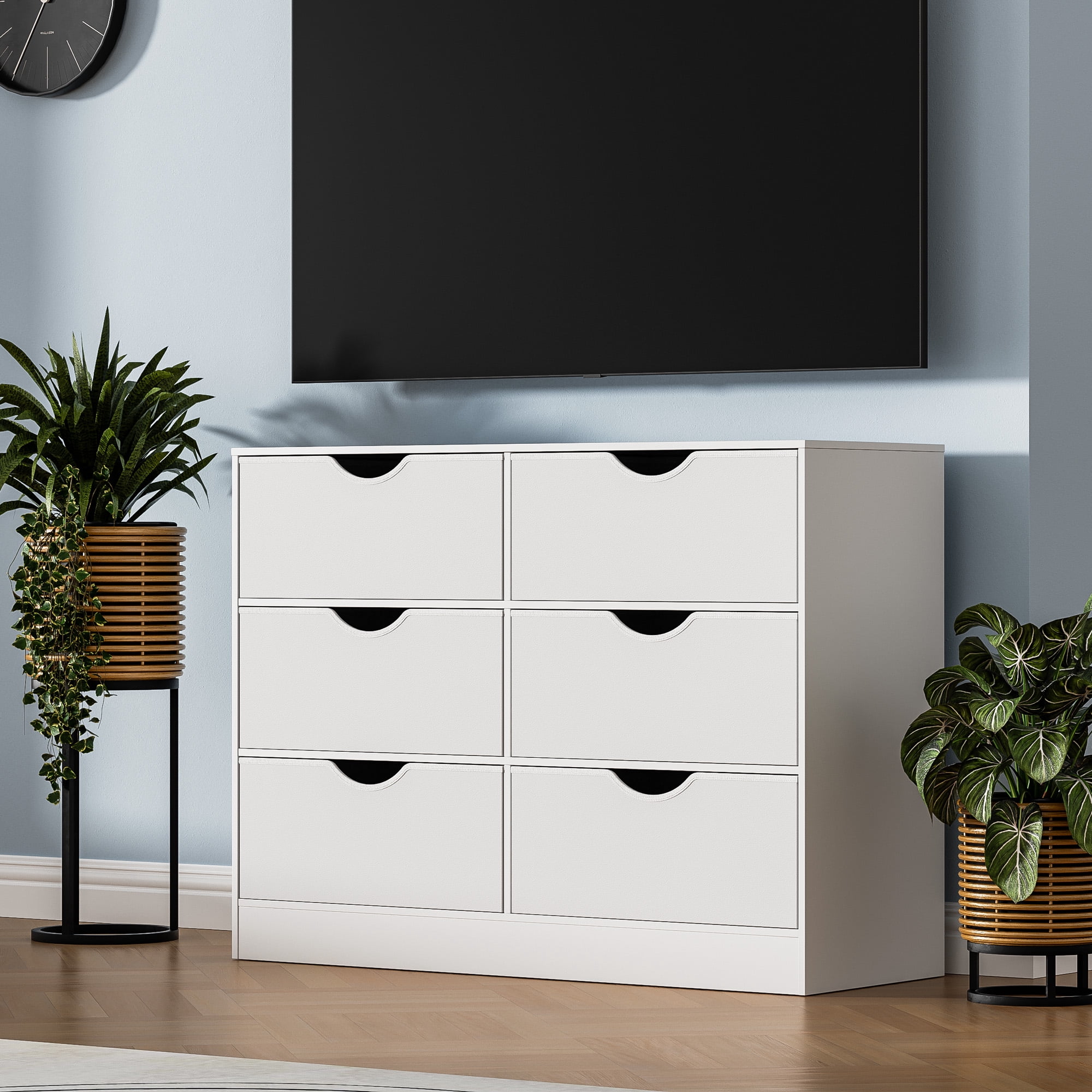 3 Tier Storage Organizer Wooden Book Shelf, 6 Cube Bookcase, 6 Removable Fabric PU Drawers Open Bookshelf, Modern Floor Standing Display Bookshelf for Living Room, Entryway, Home Office,White