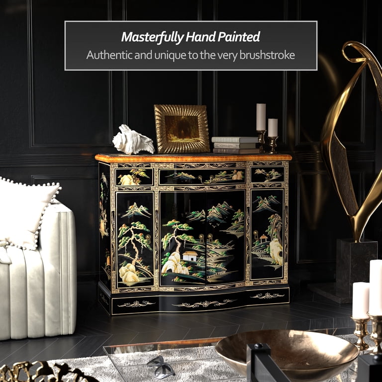 Red Lantern Black Lacquer Curved Sideboard - Landscape - Walmart.com