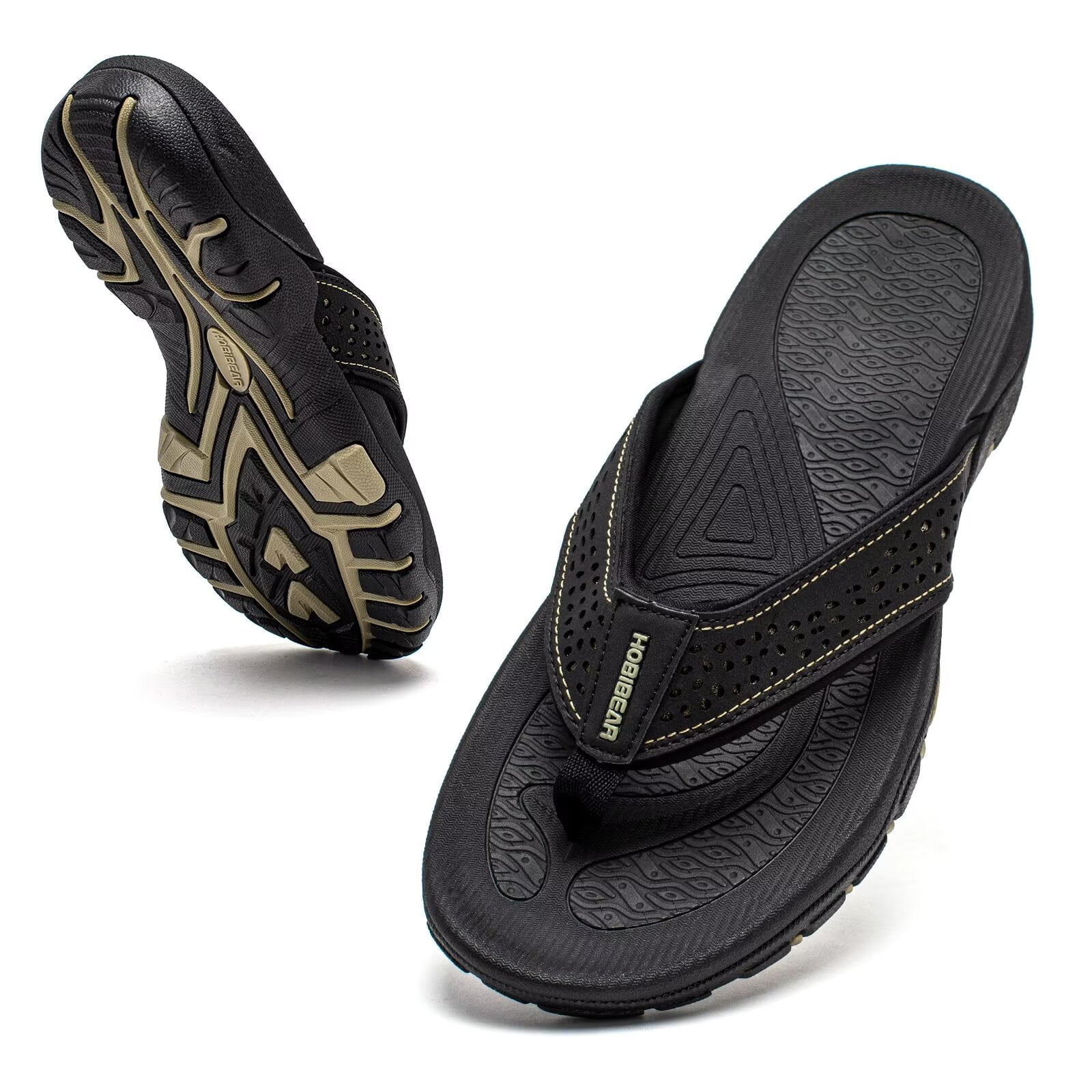 CLUBROOM Mens Black Padded Riley Round Toe Slip On Flip Flop Sandal 9 M CLUBROOM Mens Black Padded Riley Round Toe Slip On Flip Flop  main image 4