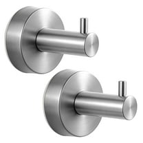 Armscye 2 Pack Silver Suction Cup Hooks for Bathroom Wall, 4 Parts Structure Stainless Steel Shower Hooks, No Drill 15 Lb Towel Hooks for Glass Kitchen Tile Hanging Towels Robes and Loofahs