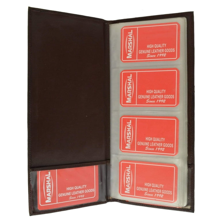 Genuine Leather Large Business Card Holder Book Organizer Office
