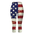 thumbnail image 4 of kpoplk Patriotic Us American Flag Scrunch Capri Leggings 4th of July Stars & Stripes Workout Colorful Tights USA Flag Sports(Beige,S), 4 of 6