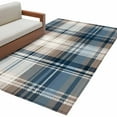 thumbnail image 2 of 3'x5' Area Rugs, Blue Brown Plaid Indoor Outdoor Area Rug for Living Room Bedroom, Vintage Abstract Stripes Lattice Washable Bathroom Rugs Kitchen Floor Carpet Mats Home Decor Aesthetic, 2 of 8