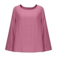 thumbnail image 5 of Workout Tops for Women, Womens Casual Cotton Linen Pullover Shirt Long Sleeve Trendy Solid Color Crewneck Loose Fit Soft Fall Tops T-Shirts, 5 of 6