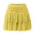 thumbnail image 4 of RUTAYY Women Lace Mini Skirts Cute Low Wasit Ruffled Half Skirt Fairy Layered Flowy Short Skirts E Girl Streetwear Solid Color Smocked Boho Pleated Skirts, 4 of 5