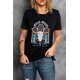 thumbnail image 1 of ABPHQTO Camiseta negra de manga corta con estampado gráfico de calavera de WILD WEST Steer para mujer, 1 of 5