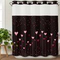 thumbnail image 3 of Valentine's Day, No Hook Shower Curtain Waterproof, Bathroom Curtains with Snap in Liners and See Through Top Window, Black Pink Love Saint Romantic Dots Hotel Style Bathtub Curtains Shower 66"Wx72"L, 3 of 8