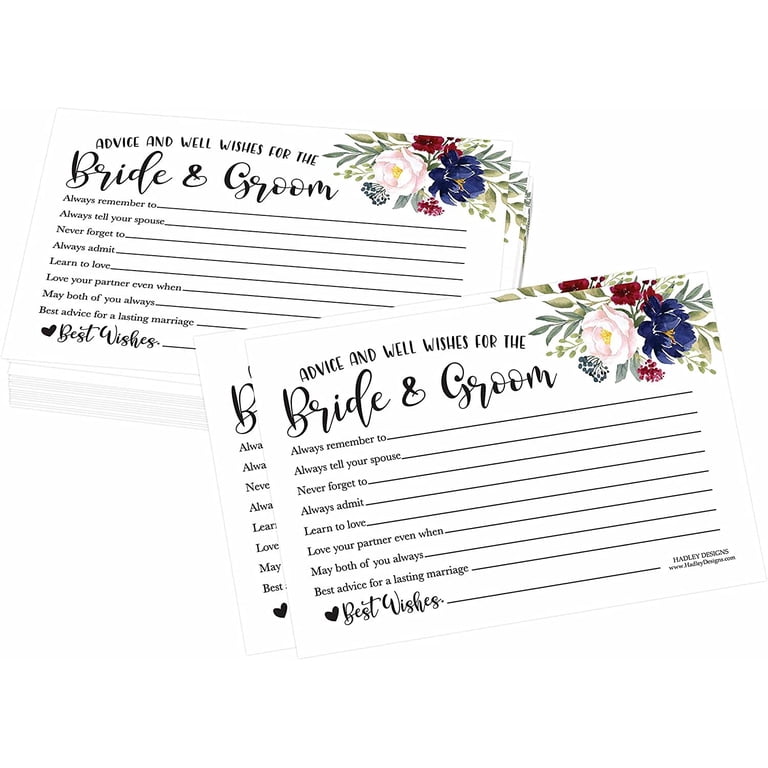 50 Advice For The Bride - Bridal Shower Games For Guests, Wedding Card  Boxes For Reception, Wedding Guest Book Alternative, Wedding Advice Cards  For Bride and Groom, Wedding Games For Guests Reception -