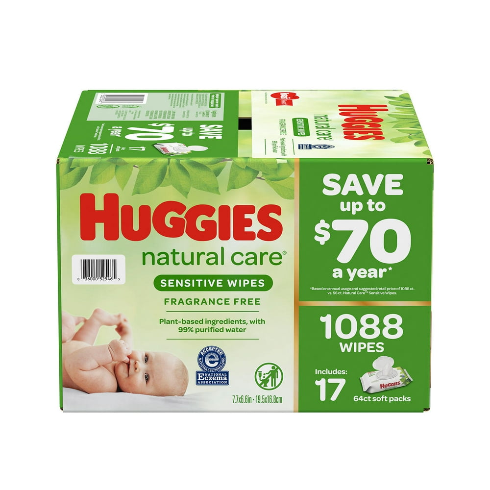 Huggies Natural Care Sensitive Baby Wipe Refill, Fragrance Free (1,088