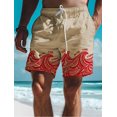 thumbnail image 1 of Waves Men's 3D Printed Board Shorts Swim Trunks Elastic Waist Drawstring Summer New Hawaiian Beach Style Letter Design Shorts, 1 of 5