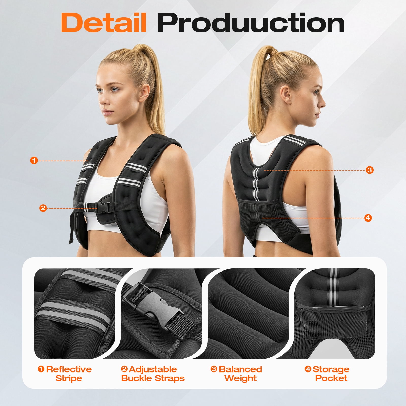 12lb Weighted Vest for Men Women, Training Weighted Vests with Adjustable Straps, Reflective Detailing & Phone Armband for Running, Workout, Home Gym, Muscle Building, Strength Training & Weight Loss