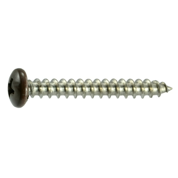 #10 x 1-1/2" Brown Painted 18-8 Stainless Steel Phillips Pan Head Sheet Metal Screws SMSPSS-658