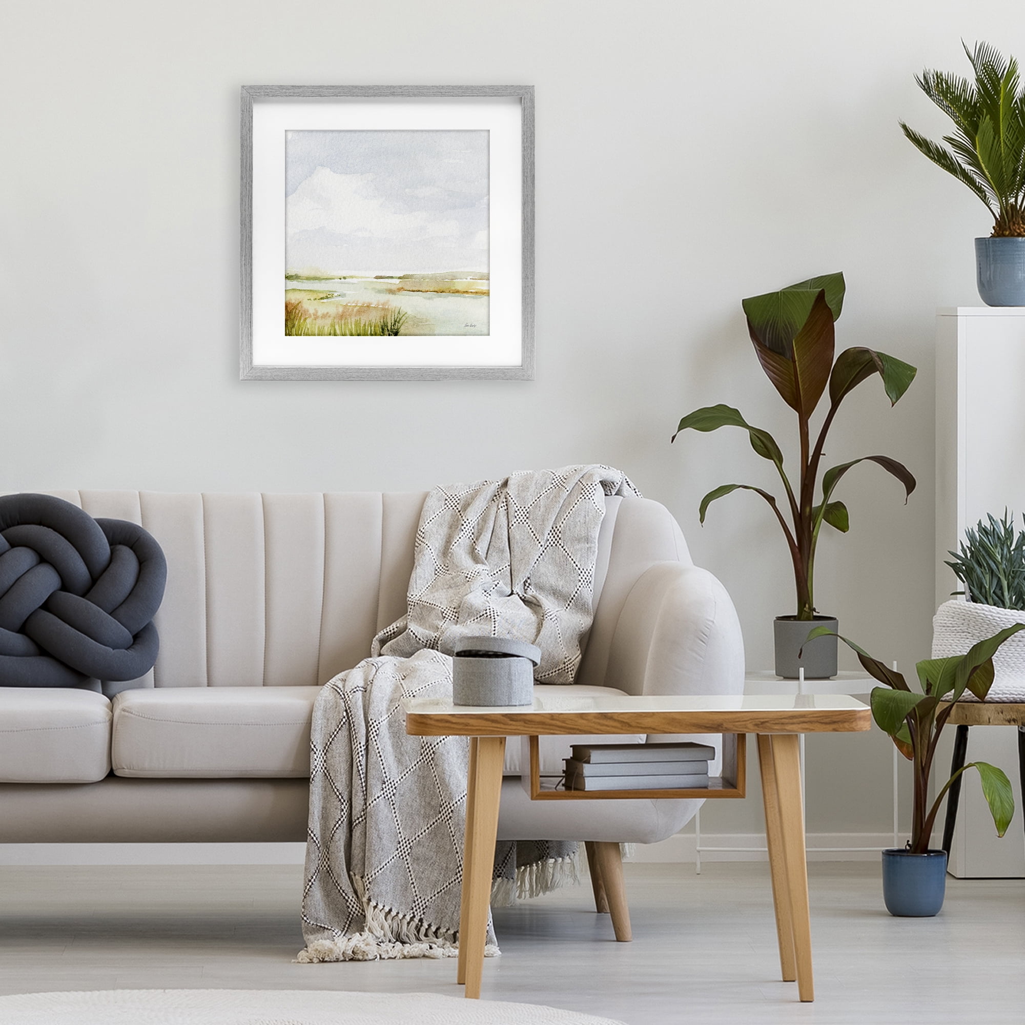Stupell Industries Delicate Marsh Painting Gray Framed Print Under Glass, design by Patti Bishop