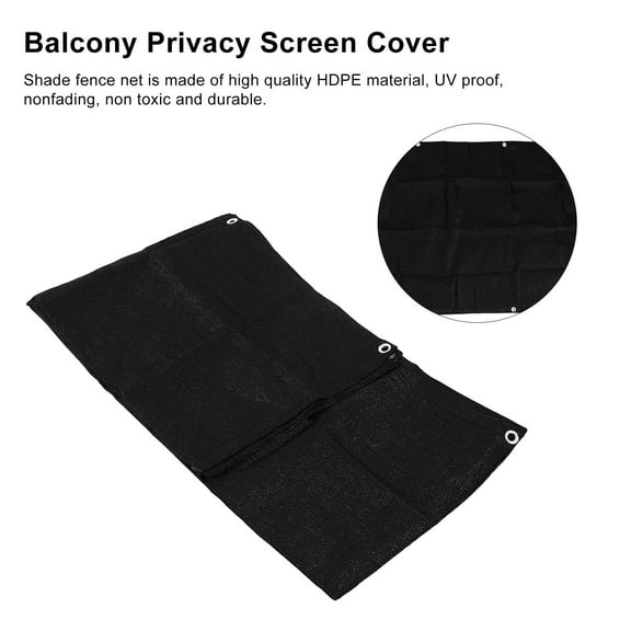 3x0.9m/9.84x2.95ft Black Balcony Privacy Screen Cover Garden Windscreen Mesh Shade Fence Net for Patio Backyard Porch