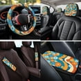 thumbnail image 4 of Binienty Boho Hippie Daisy Car Seat Covers With Matching Steering Wheel Cover Car Seat Belt Strap Covers Shoulder Cushion Pad Universal Automotive Bucket Cushion Cover Full Set of 14 Pack, 4 of 8