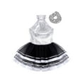 thumbnail image 5 of Doomiva Kids Girls Modern Jazz Latin Dance Dress Gymnastic Tutu Skirted Leotard Ballroom Dance Dress with Scrunchies A Silver 12, 5 of 7